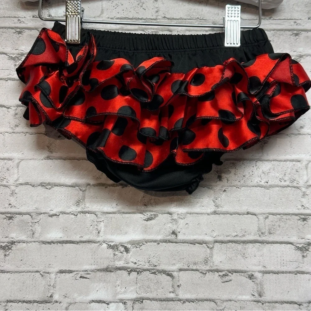 Toddler Tutu Size L (3T) Black Red Tiered Ruffles Dance Costume Tutu Skirt